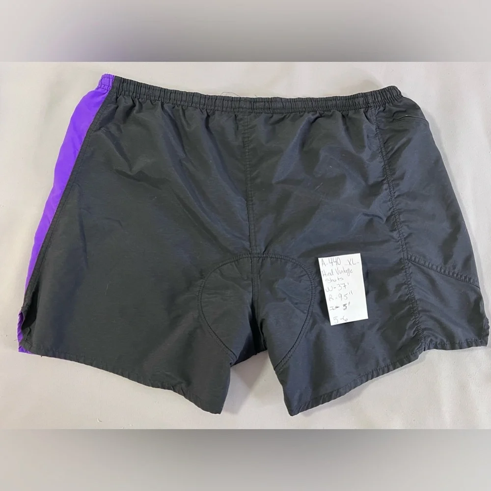 Vintage HIND Men’s Shorts Black‎ Purple Sz X-Large Nylon Made USA